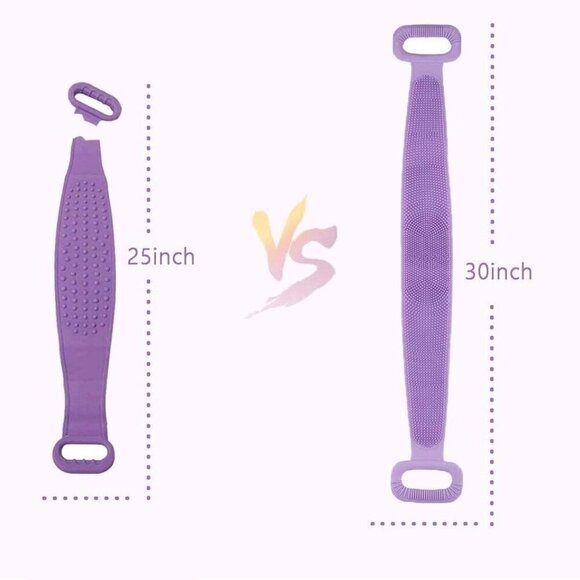 Silicone Back Scrubber For Shower Double Sided Bath Body 30" Purple - Picture 2 of 6